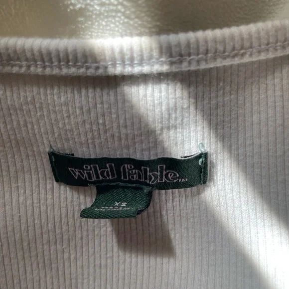 white Ribbed Top with Drawstring - Picture 3 of 4